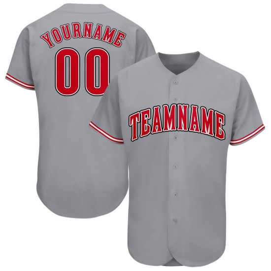 Camiseta de béisbol personalizada en rojo, blanco y gris Camiseta de béisbol personalizada en rojo, blanco y gris