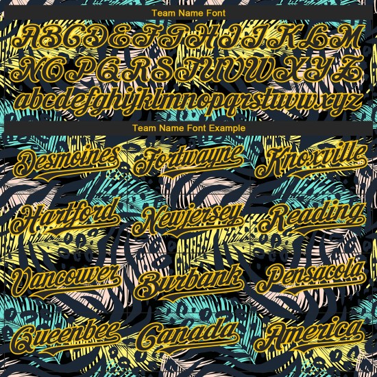 Camiseta de béisbol personalizada con estampado 3D de hojas hawaianas, diseño tropical auténtico, color amarillo palmera, color negro Camiseta de béisbol personalizada con estampado 3D de hojas hawaianas, diseño tropical auténtico, color amarillo palmera, color negro