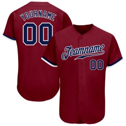Camiseta de béisbol personalizada auténtica de Crimson, color azul marino y blanco