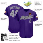 Camiseta de béisbol morada, gris y negra, auténtica y personalizada Camiseta de béisbol morada, gris y negra, auténtica y personalizada