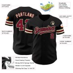 Camiseta de béisbol auténtica color crema y negra personalizada Crimson-City Camiseta de béisbol auténtica color crema y negra personalizada Crimson-City