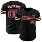 Camiseta de béisbol auténtica color crema y negra personalizada Crimson-City Camiseta de béisbol auténtica color crema y negra personalizada Crimson-City
