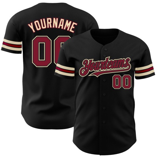 Camiseta de béisbol auténtica color crema y negra personalizada Crimson-City Camiseta de béisbol auténtica color crema y negra personalizada Crimson-City