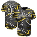 Camiseta de béisbol negra personalizada en negro y dorado con diseño auténtico en 3D Camiseta de béisbol negra personalizada en negro y dorado con diseño auténtico en 3D