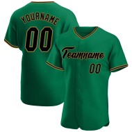 Camiseta de béisbol auténtica y personalizada Old Kelly, color verde, dorado y negro