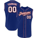 Camiseta auténtica de béisbol sin mangas blanca y roja personalizada Camiseta auténtica de béisbol sin mangas blanca y roja personalizada
