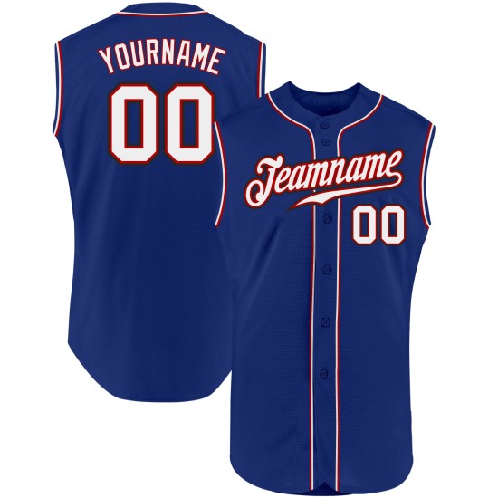 Camiseta auténtica de béisbol sin mangas blanca y roja personalizada Camiseta auténtica de béisbol sin mangas blanca y roja personalizada
