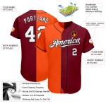 Camiseta de béisbol personalizada con estampado blanco carmesí, auténtica, naranja y negra. Camiseta de béisbol personalizada con estampado blanco carmesí, auténtica, naranja y negra.