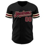 Camiseta de béisbol auténtica color crema y negra personalizada Crimson-City Camiseta de béisbol auténtica color crema y negra personalizada Crimson-City