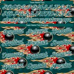 Balón de béisbol Hotrod personalizado, auténtico, verde medianoche con llamas, jersey blanco, diseño de bolos 3D Balón de béisbol Hotrod personalizado, auténtico, verde medianoche con llamas, jersey blanco, diseño de bolos 3D