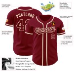Camiseta de béisbol personalizada color carmesí-crema auténtica Camiseta de béisbol personalizada color carmesí-crema auténtica