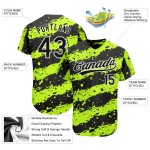 Diseño auténtico de camiseta de béisbol en blanco y negro, diseño 3D verde neón personalizado Diseño auténtico de camiseta de béisbol en blanco y negro, diseño 3D verde neón personalizado