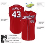 Camiseta de béisbol blanca y azul marino, roja, auténtica, sin mangas, personalizada Camiseta de béisbol blanca y azul marino, roja, auténtica, sin mangas, personalizada