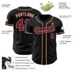 Camiseta de béisbol auténtica personalizada de color crema, negro y carmesí de la ciudad. Camiseta de béisbol auténtica personalizada de color crema, negro y carmesí de la ciudad.