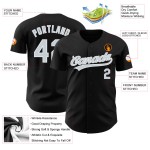 Camiseta de béisbol negra auténtica personalizada en blanco y plateado Camiseta de béisbol negra auténtica personalizada en blanco y plateado