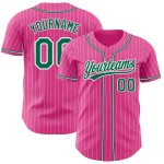 Camiseta de béisbol auténtica Kelly, rosa, verde, personalizada, con rayas blancas Camiseta de béisbol auténtica Kelly, rosa, verde, personalizada, con rayas blancas