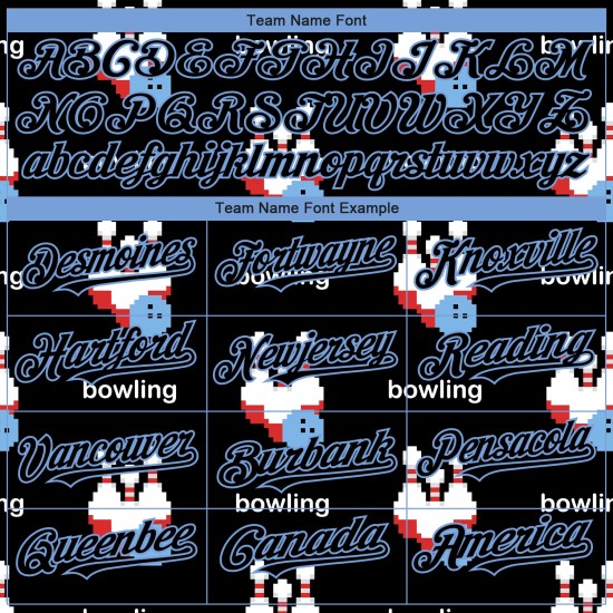 Diseño de camiseta de bolos, béisbol negro, azul, patrón de luz 3D personalizado, auténtico Diseño de camiseta de bolos, béisbol negro, azul, patrón de luz 3D personalizado, auténtico