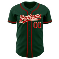 Camiseta de béisbol personalizada en color rojo y crema y verde auténtica