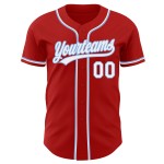 Camiseta personalizada de béisbol auténtica azul blanca y roja. Camiseta personalizada de béisbol auténtica azul blanca y roja.