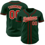 Camiseta de béisbol personalizada en color rojo y crema y verde auténtica Camiseta de béisbol personalizada en color rojo y crema y verde auténtica