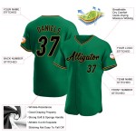 Camiseta de béisbol auténtica y personalizada Old Kelly, color verde, dorado y negro Camiseta de béisbol auténtica y personalizada Old Kelly, color verde, dorado y negro