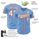 Camiseta de béisbol personalizada auténtica de color naranja claro y blanco con rayas azules Camiseta de béisbol personalizada auténtica de color naranja claro y blanco con rayas azules