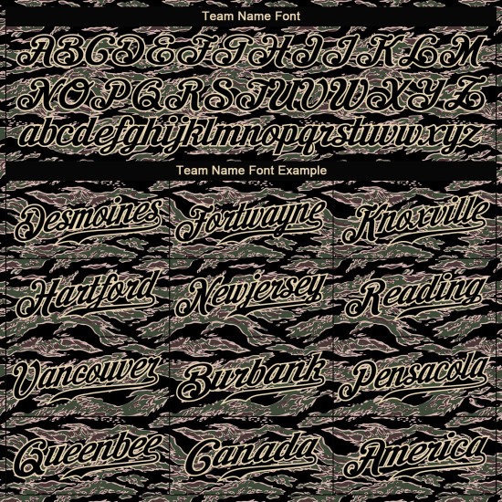 Camiseta de béisbol de camuflaje negro y crema. Servicio personalizado y auténtico. Camiseta de béisbol de camuflaje negro y crema. Servicio personalizado y auténtico.