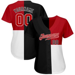 Camiseta de béisbol personalizada con diseño auténtico en negro, rojo y blanco, con estampado 3D, multicolor