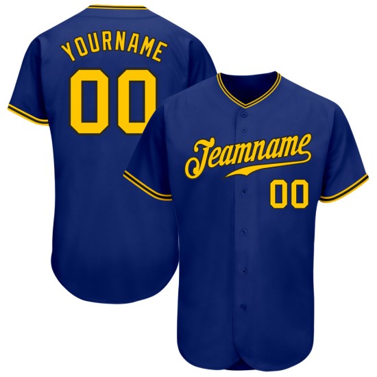 Camiseta de béisbol personalizada auténtica dorada y negra real Camiseta de béisbol personalizada auténtica dorada y negra real