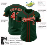 Camiseta de béisbol personalizada en color rojo y crema y verde auténtica Camiseta de béisbol personalizada en color rojo y crema y verde auténtica