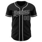 Camiseta de béisbol auténtica personalizada negra y gris Camiseta de béisbol auténtica personalizada negra y gris
