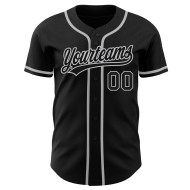 Camiseta de béisbol auténtica personalizada negra y gris
