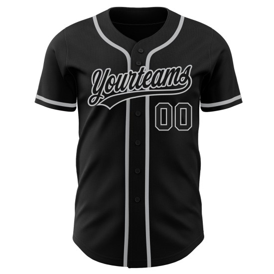 Camiseta de béisbol auténtica personalizada negra y gris Camiseta de béisbol auténtica personalizada negra y gris