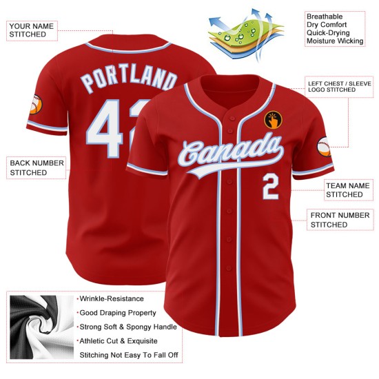 Camiseta personalizada de béisbol auténtica azul blanca y roja. Camiseta personalizada de béisbol auténtica azul blanca y roja.