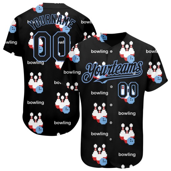 Diseño de camiseta de bolos, béisbol negro, azul, patrón de luz 3D personalizado, auténtico Diseño de camiseta de bolos, béisbol negro, azul, patrón de luz 3D personalizado, auténtico