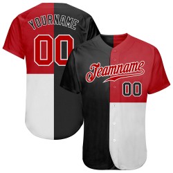 Camiseta de béisbol personalizada con diseño auténtico en negro, rojo y blanco, con estampado 3D, multicolor