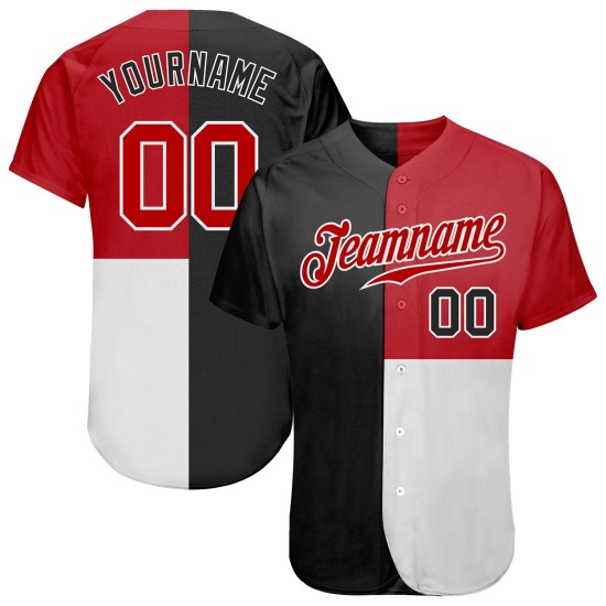 Camiseta de béisbol personalizada con diseño auténtico en negro, rojo y blanco, con estampado 3D, multicolor Camiseta de béisbol personalizada con diseño auténtico en negro, rojo y blanco, con estampado 3D, multicolor