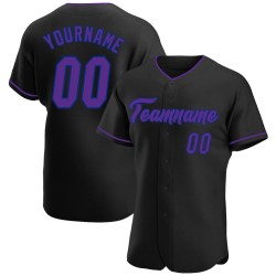 Camiseta de béisbol personalizada color morado y azul, negra y auténtica