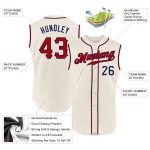 Camiseta de béisbol sin mangas color crema, auténtica, color rojo y azul marino, personalizada Camiseta de béisbol sin mangas color crema, auténtica, color rojo y azul marino, personalizada