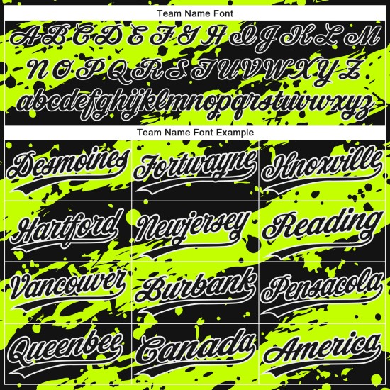 Diseño auténtico de camiseta de béisbol en blanco y negro, diseño 3D verde neón personalizado Diseño auténtico de camiseta de béisbol en blanco y negro, diseño 3D verde neón personalizado