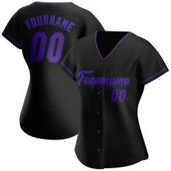 Camiseta de béisbol personalizada color morado y azul, negra y auténtica Camiseta de béisbol personalizada color morado y azul, negra y auténtica
