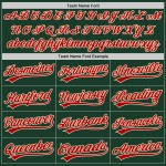 Camiseta de béisbol personalizada en color rojo y crema y verde auténtica Camiseta de béisbol personalizada en color rojo y crema y verde auténtica