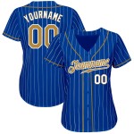 Camiseta de béisbol auténtica Royal Custom de raya antigua blanca dorada y blanca Camiseta de béisbol auténtica Royal Custom de raya antigua blanca dorada y blanca