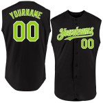 Camiseta de béisbol negra neón personalizada auténtica verde-blanca sin mangas Camiseta de béisbol negra neón personalizada auténtica verde-blanca sin mangas