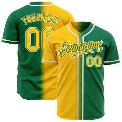 Camiseta Kelly personalizada de béisbol de moda verde degradado amarillo-blanco auténtica