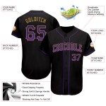 Camiseta de béisbol auténtica personalizada de moda negra, dorada y morada (vieja) Camiseta de béisbol auténtica personalizada de moda negra, dorada y morada (vieja)