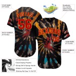 Camiseta de béisbol personalizada con teñido anudado 3D en rojo y dorado auténtica Camiseta de béisbol personalizada con teñido anudado 3D en rojo y dorado auténtica