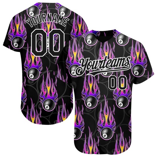 Jersey 3D 8 Billar Blanco Llamativo Bola de Snooker Diseño Auténtico Patrón de Béisbol Negro Personalizado Jersey 3D 8 Billar Blanco Llamativo Bola de Snooker Diseño Auténtico Patrón de Béisbol Negro Personalizado
