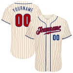 Camiseta de béisbol personalizada con rayas rojas, crema y rojo real, auténtica Camiseta de béisbol personalizada con rayas rojas, crema y rojo real, auténtica