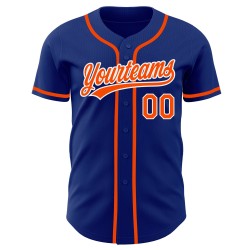 Camiseta de béisbol Royal Naranja-Blanco Personalizada Auténtica